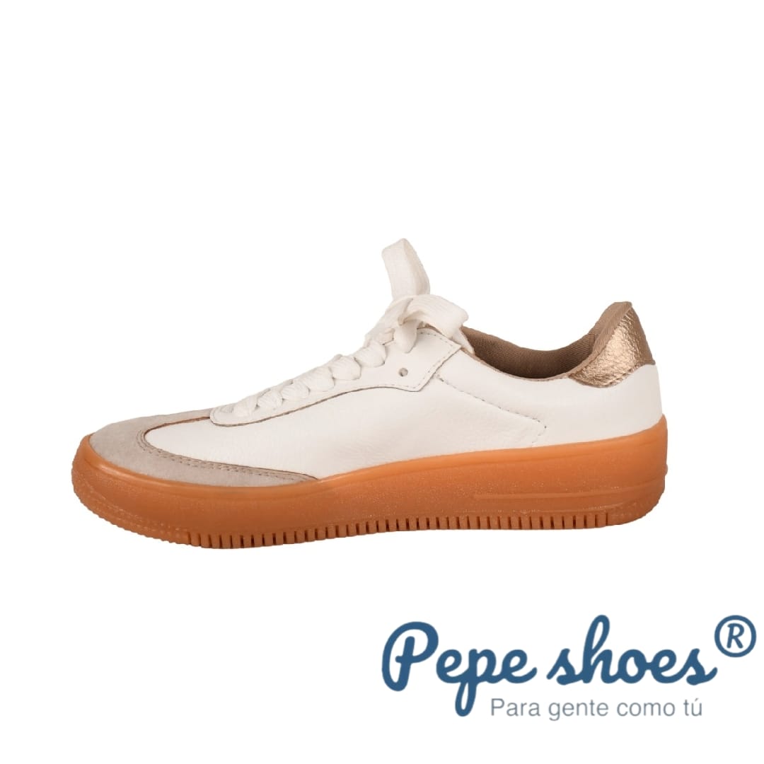 Tenis modelo 24705 blanco con dorado